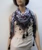 polyester woven square scarf with fringe