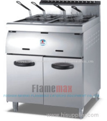 2-tank 4-basket gas fryer with cabinet