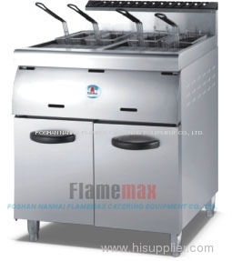 2-tank 4-basket gas fryer with cabinet