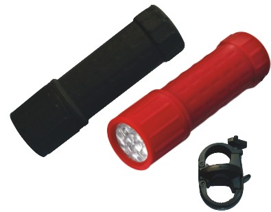 Durable rubber paint 9 LED flashlight