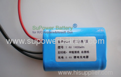 Lithium Li-Ion 2S 18500 7.4V 1400mAh Battery Pack L18500-1400 with PCB