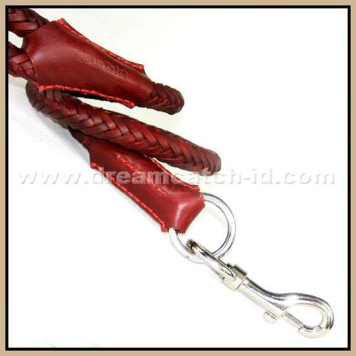 Leather handwork braid leash for small dog