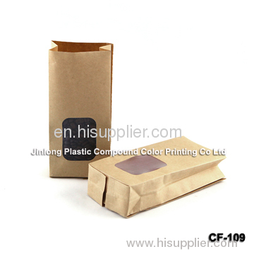 Moisture Proof Kraft Paper Coffee Packaging Bags With Clear Window