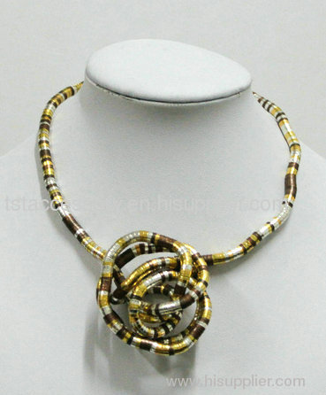 5mm snake necklace silver&gold&copper multi