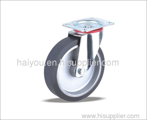 4-8inch Swivel Caster with Elastic Rubber wheel(Aluminum core) black and grey