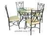 metal dinning chair glass table iron chair table