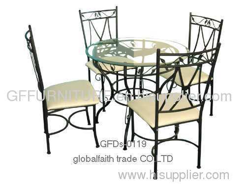 metal dinning chair glass table iron chair table
