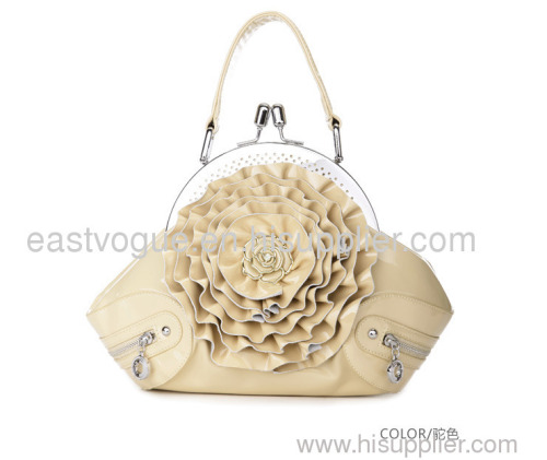 genuine leather flower style hand bag