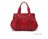 red genuine leather brad hand bag