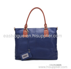 blue color genuine leather hand bag