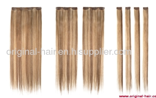 Clip in Hair Classic Style 7pcs/set Silky Straight p18/613