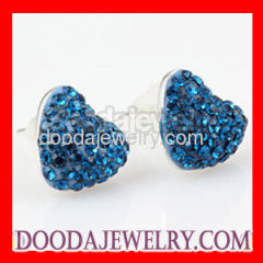 Fashion Blue Tresor Paris Crystal Heart Stud Earrings Wholesaler