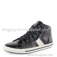DB007-2 2011 Fashion lady embossed leather with fur and slick-surfaced cowhide leather board shoes