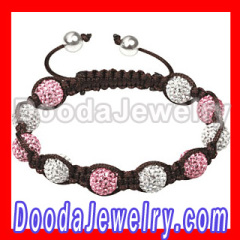 Fashion Shamballa Pink And White Crystal Bead Bracelet