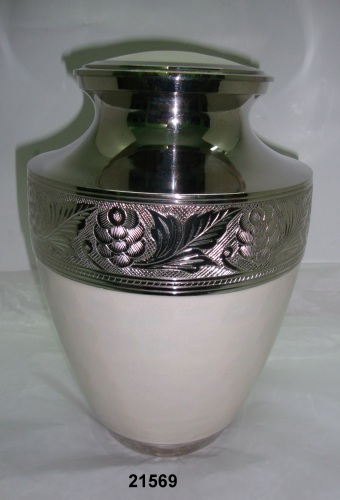 Elegant White Brass Cremation Urn
