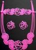 Silicone pink Hollow Wristbands necklace Earrings