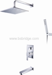 concealed single lever bath and shower mixer with hand shower and rainshower