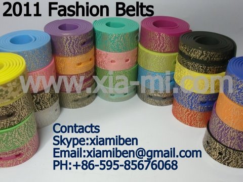 2011 fashion silicone plastic rubber pu pvc tpu tpe belts