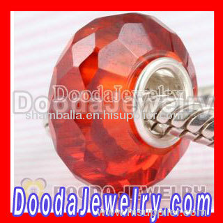 Faceted Red Zirconia Stone Beads in 925 Silver Single Core european Compatible
