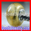 european Style 24K Gold Foil Charm Jewelry Glass Beads with 925 sterling silver single core