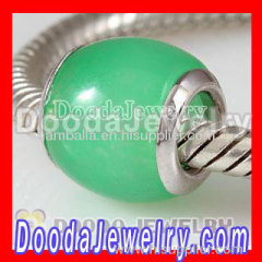 Green Jade Stone Beads with 925 Silver Core for european Bead Bracelets