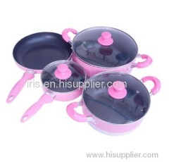 pink 7 pcs cookware set