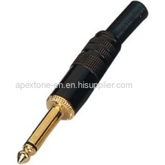 APEXTONE 6.3mm mono plug AP-1222 Gold plated Jack Plug