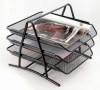 Three layer desk metal mesh letter tray