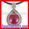 Thai Sterling Silver Marcasite Pendant inlay Teardrop Ruby Gemstone