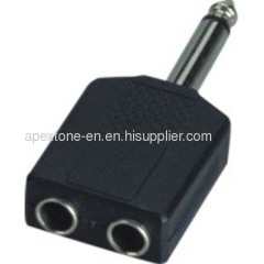 APEXTONE Adaptor connectors 6.3mm mono plug to 2* 6.3mm mono socket AP-1314 Nickel plated