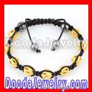Fashion Shamballa bead jewelry bracelet with golden Copper and Magnetite