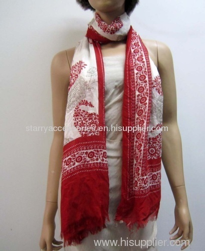 modal pinted woven long scarf