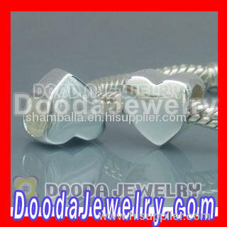 Solid Sterling Silver Charm Heart Beads european style Wholesale