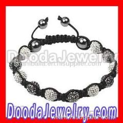 Fashion mens diamond Shamballa bracelet with crystal beads and hemitite