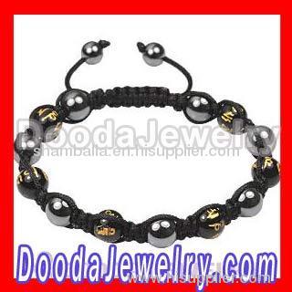 Fashion Shamballa style mens bracelet with Buddhist beads and hemitite