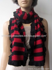 acrylic stripe kniitted scarf