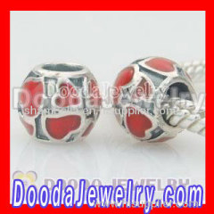 Sterling Silver Charm Jewelry Beads Enamel Red Loves european Style