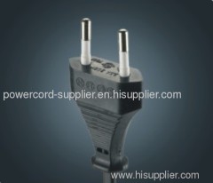 Euro type 2-pin plug,2.5A,250V,CEE7 power cord