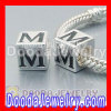 S925 Silver european Style Alphabet M Charm Jewelry Beads