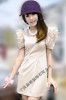 OL Style PU Piped Empire Waist Dress