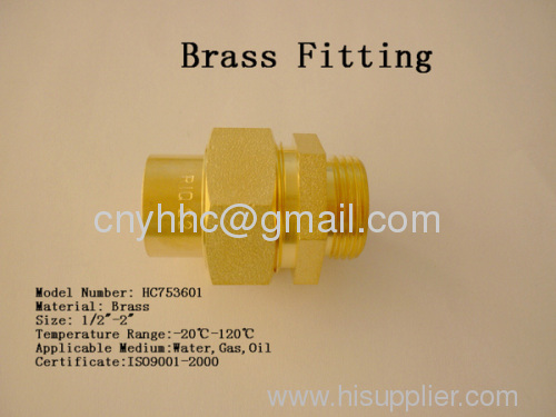 Brass union pipe fitting