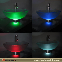Bathroom glass basin with LED light
