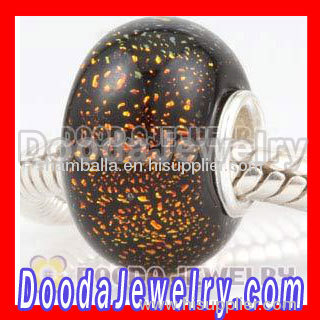 Dichroic Foil Glass Beads european Compatible 925 Silver Single Core