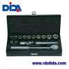 16 pieces Socket set drive metric in tin box