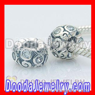 925 Solid Silver european Stone Beads With White Gemstone Wholesale