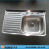 Single Bowl Steel Kitchen Sink with Drainer board