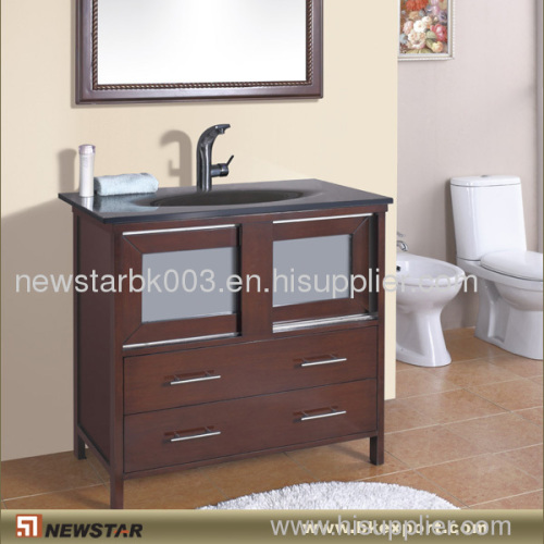 Solid Wooden Bath Furniture with Glass Basins