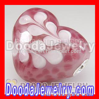 european Style Heart Glass Beads Charms Fit Fashion Jewelry, European Bighole Jewelry