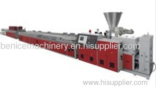 Wood and plastic profile extrusion line