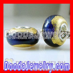 24K Gold Foil european Style Glass Charm Jewelry Beads Fit european Bracelet Jewelry